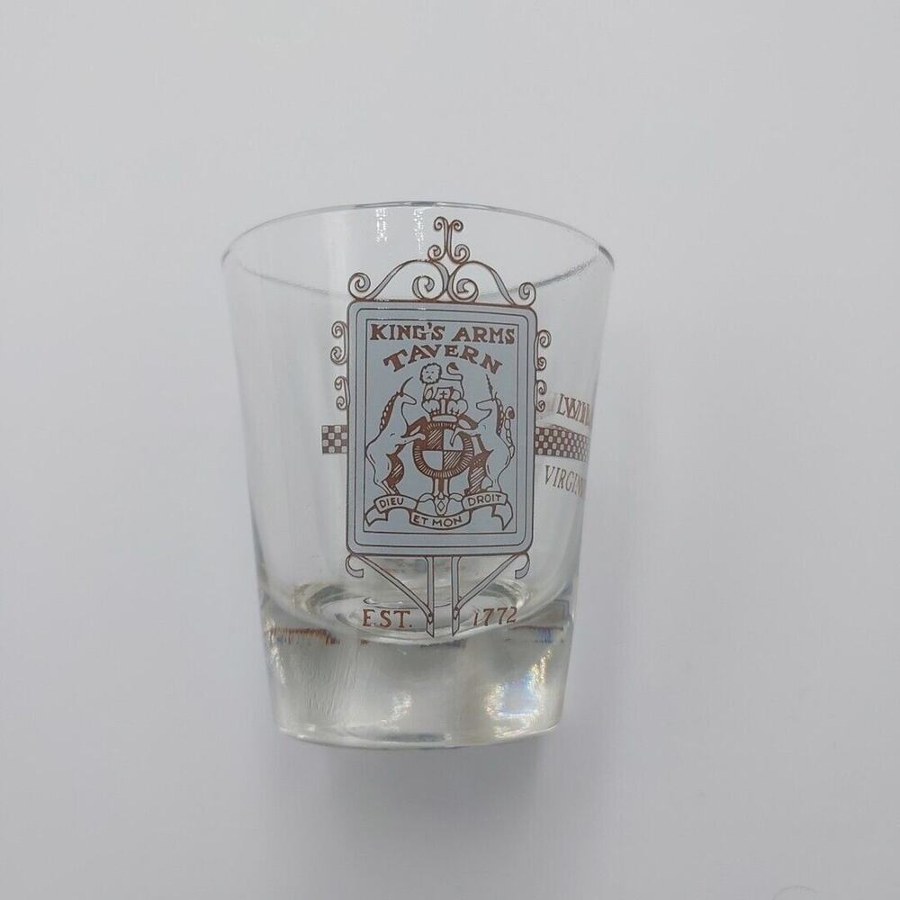 Kings Arms Tavern Shot Glass -Williamsburg Virginia- Josiah Chowning, Souvenir